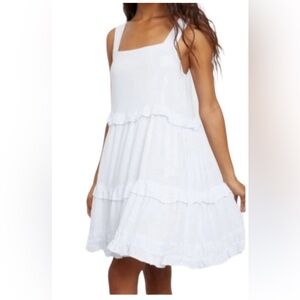 Rails Dress Tiered NWT Sandy White Sleeveless SOLD OUT Linen Sundress Size Small